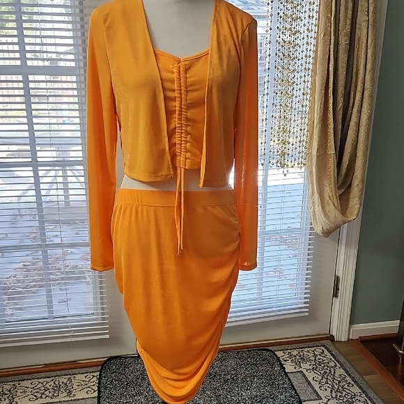 Almost Famous | Skirts | Almost Famous Bold Orange Skirt Set | Poshmark